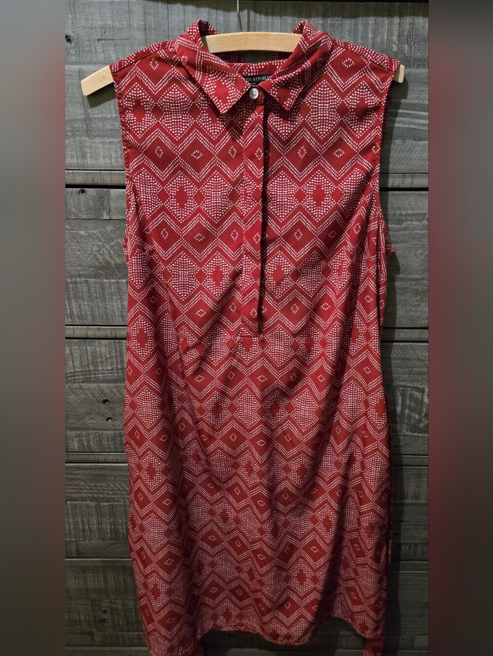 Banana Republic Rust Red Dot-Print DressBanana Republic Sleeveless Shirt Dress R